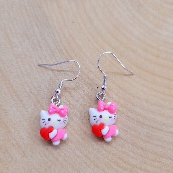 2/$20 Brand New Handmade Hello Kitty Pink Earrings - Picture 2 of 4